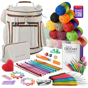 Hearth & Harbor Crochet Kit for Beginners Adults and Kids Step-by-Step Video Tutorials, Amigurumi and Crocheting Starter Kit with Soft Yarn and Bag