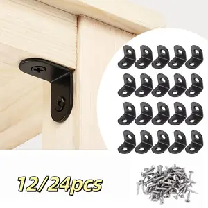 12/24pcs L-shaped furniture fasteners with screws, corner connectors for connecting shelves, cabinets, tables, and chairs ﻿