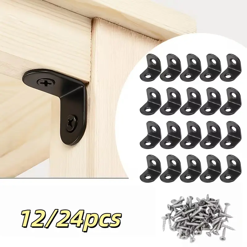 12/24pcs L-shaped furniture fasteners with screws, corner connectors for connecting shelves, cabinets, tables, and chairs ﻿