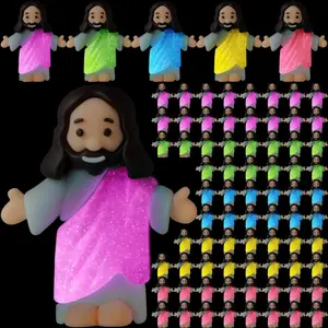 100 Pcs Little Jesus Figures Glow in The Dark Jesus Bulk Christian Gifts for Hide and Seek Let Your Light Shine Religious Party Favor for Church Vbs Baptism Sunday School Halloween