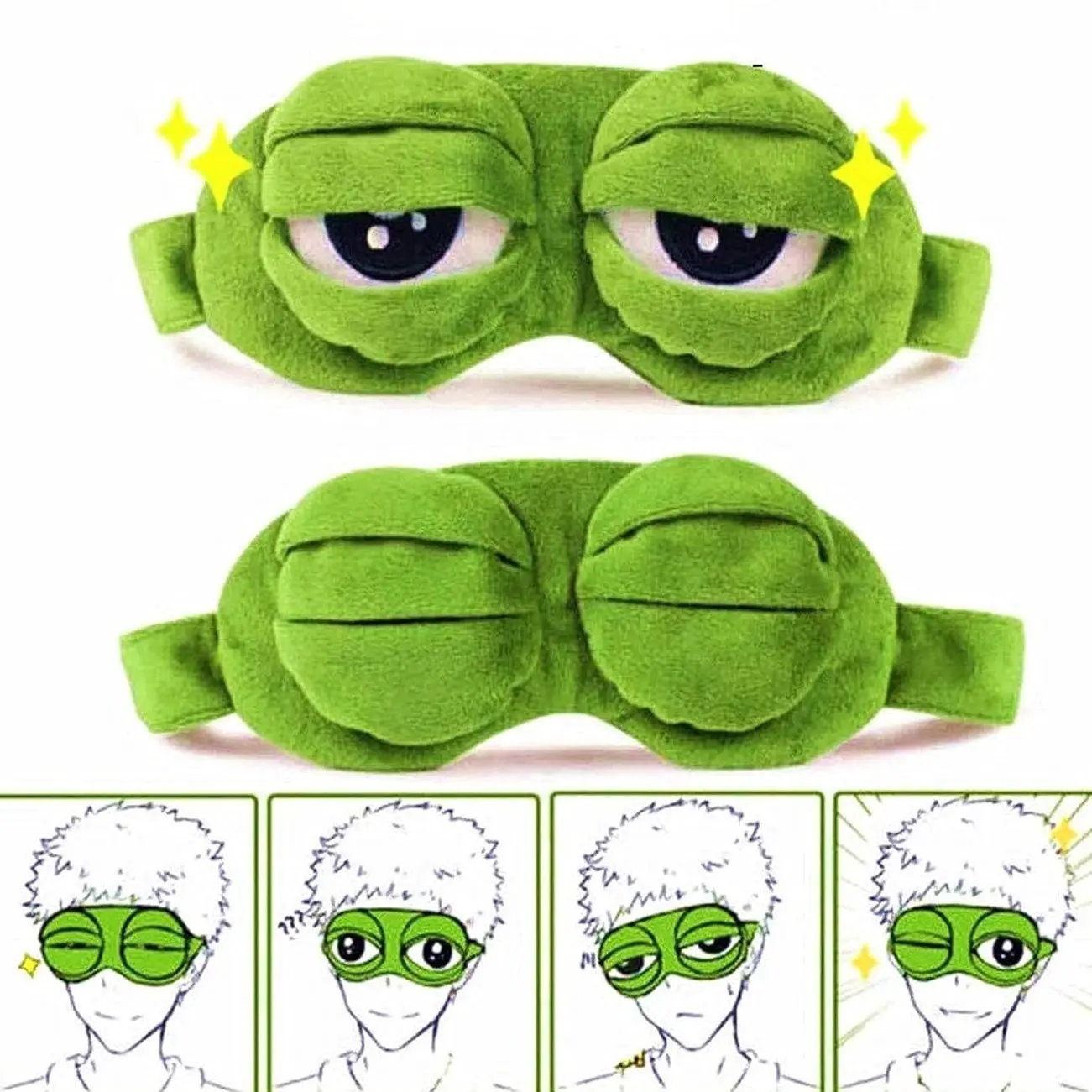 Sleep Masks for Women,Eye Mask for Sleeping, Night Mask Sad Frog Cute Block Out Light, Soft Comfort Eye Shade Cover for Travel Nap