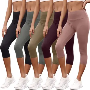 5 Pack 5" High Waisted capri pants For Women ,Super Soft Tummy Control No See Through Workout Running Yoga Athletic Leggings #mothersdaygift
