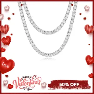 Delzzad Hip Hop Synthetic Moissanite Tennis Chain In 925 Sterling Silver Statement Necklace Single Gem Necklace