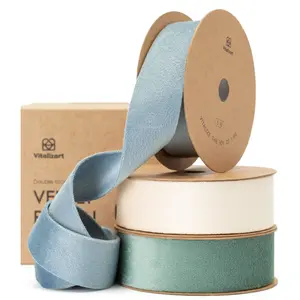 Vitalizart 1 Inch x 15 Yards Velvet Ribbon Set, 3 Rolls Double Faced Ribbon for Gift Wrapping, Wedding Bouquets, Christmas Bows & DIY Decor outdoorfun
