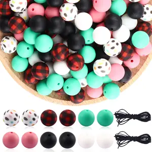 74pcs 15mm Silicone Beads for Keychains, Round Silicone Beads for Pens and Bracelets, DIY Craft Supplies, Bead Assortment, No Choking Hazard