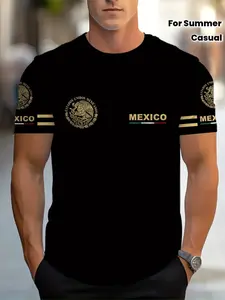 Men's Casual Streetwear Full Print Digital Print Short Sleeve Round Neck T-Shirt, Striped Pattern Summer Outdoor Leisure Wear, Men's Clothing, Menswear, Tee, Apparel