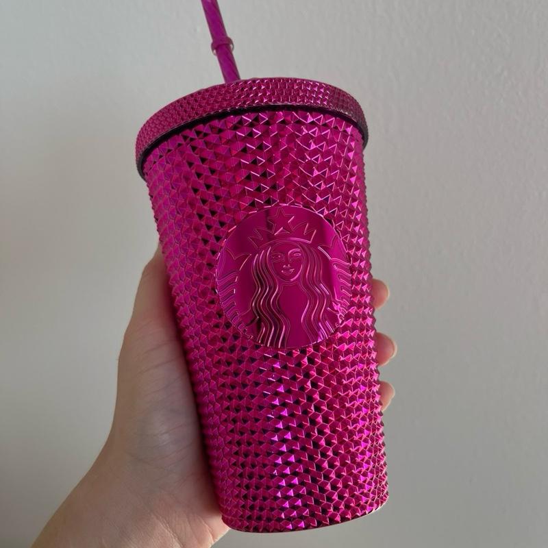 Starbucks New Sangria Pink Holiday USA Bling Studded Grande 16oz Tumbler