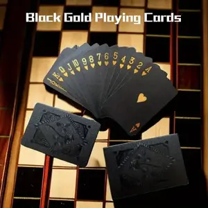 Vintage-Style Black & Golden Waterproof Playing Cards - Handcrafted, Durable Plastic Poker Deck for Board Games & Magic Tricks mothers  day  bouquet abbie  party  favor
