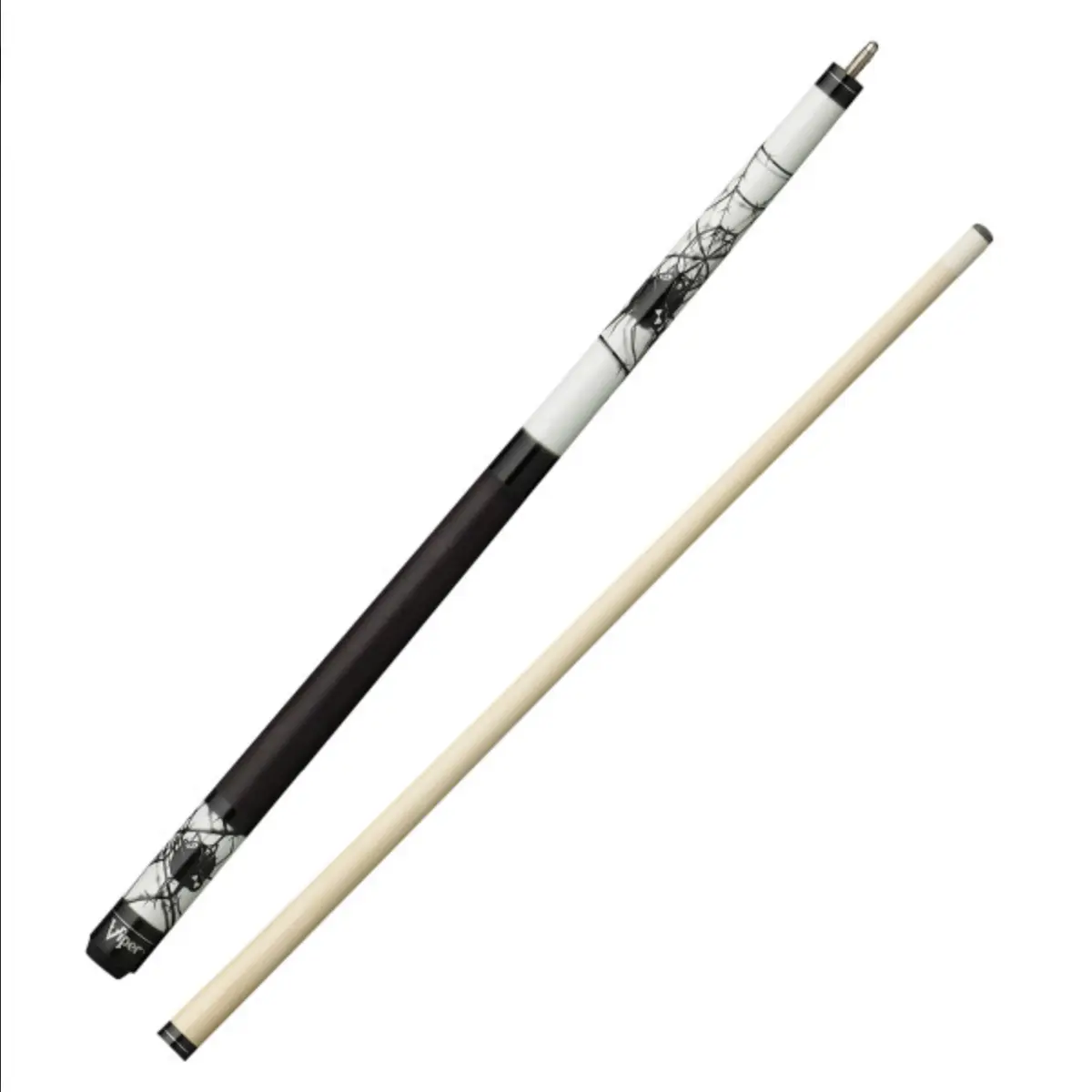 Viper by GLD Products Junior Billiard Cue Stick - Spider Design, Maple Wood, ABS Joints, Compact Fit, Euro Taper, for Pool Play