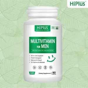 HiPlus Men's Multivitamin – Daily Complete Formula with A, C, D, E, B12, Zinc – Supports Energy, Focus, Immune Health – 90 Capsules, Non-GMO, Vegan, Healthy Lifestyle Supplement - Healthcare