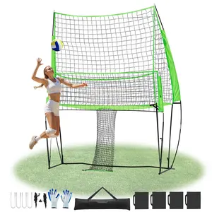 Volleyball Training Net System For Indoor And Outdoor Practice - Adjustable Height, Portable Net Post Set, Durable Nylon Net, Easy Assembly, Ideal For Home Gym, Backyard, School Courts, Weather Resistant, Carry Bag