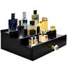 Cologne Organizer for Men, 3 Tier Cologne Stand Organizer for Men, Wood Perfume Organizer with Felt Lining Drawer and Hidden Compartment, Great Gift for Men(Black) Racks Wooden