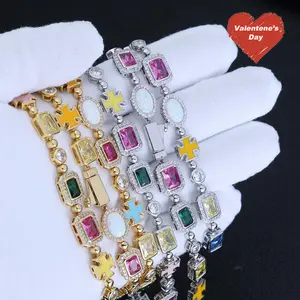 GAB 9.8MM Luxury Color Tennis Zircon Ice Cuban Bracelet, Necklace, Chain For Man&Woman, Fashion Gift