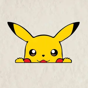 Pikachu Peeking Sticker, Funny Gift Waterproof Sticker, Decal for Laptop, Water Bottle, Car, Gamer Gift