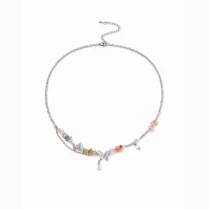 Cider BUTTERFLY & RHINESTONE NECKLACE