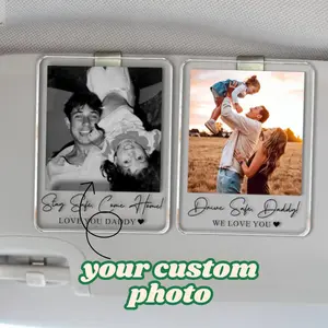 Personalized Photo Car Visor Clip,Gift For Dad Custom Baby Photo Car Sun Visor, Drive Safe Daddy, 1st Fathers Day Gift For Husband