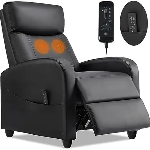 Sweetcrispy Sturdy Soft Massaging Recliner Sofa Chair with Footrest, Remote - Padded Seat & Backrest, Adjustable Stress Relief Indoor Furniture for Living Room, 250 to 299 lb Capacity, Assembly Required Home-Office Use