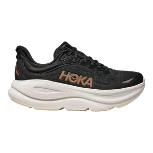 HOKA Bondi 9 Women's Running Sneakers Black/Rose Gold - Laces Closure All Seasons Comfortable & Durable Traction Outsole