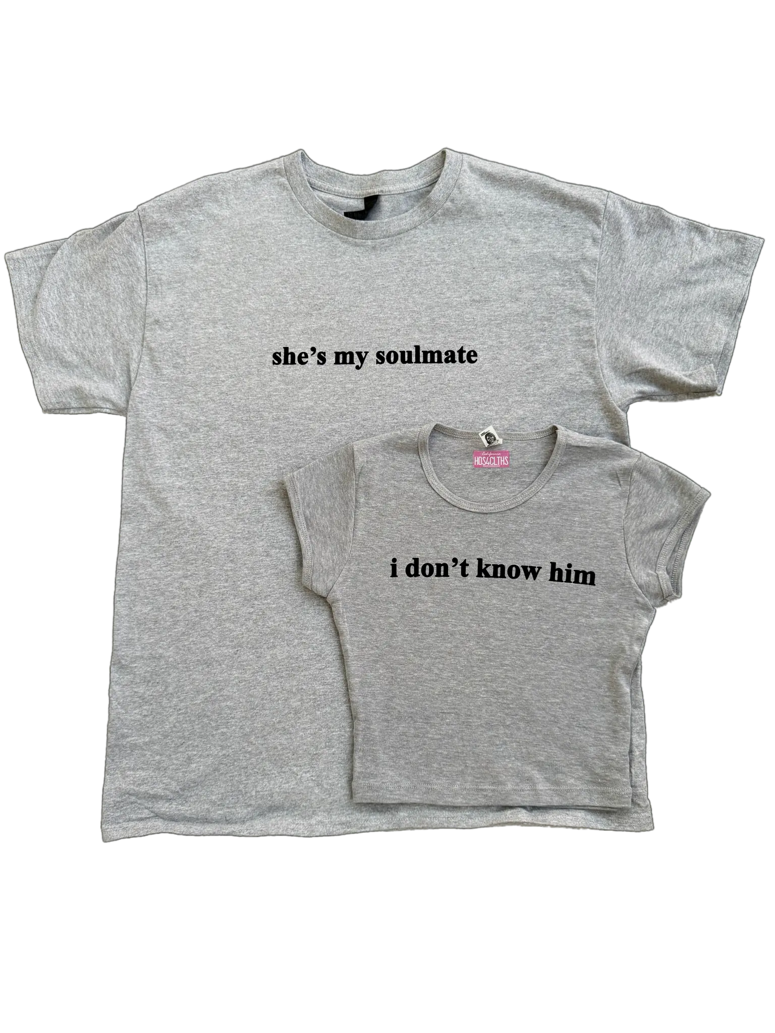 SHES MY SOULMATE AND I DONT KNOW HIM Matching Set Men's tee and Women's Crop Top Matching relationship set Brown