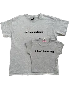 SHES MY SOULMATE AND I DONT KNOW HIM Matching Set Men's tee and Women's Crop Top Matching relationship set Brown