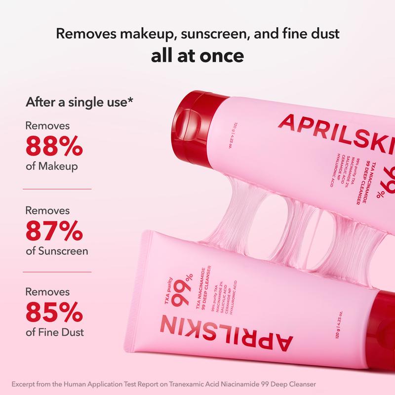 [APRILSKIN official] TXA 99 Niacinamide Deep Cleanser & Pink Puff | Cleansing Foam for Pore Care & Uneven Skin Tone | Pink Bubble Gum Facial Cleanser | Korean Gentle Daily Brightening & Hydration Cleanser
