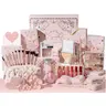 MAYICIVO Floral Cosmetic Mini Gift Set - 10 Individually Wrapped Items (Eyeshadow, Eyeliner, Lip Gloss, Makeup Brushes, 24 Press-On Nails) with Positive Affirmation Cards, Empowering Challenges, Festive Party Gift Basket for Teen Girls (Girly Girl Stuff),