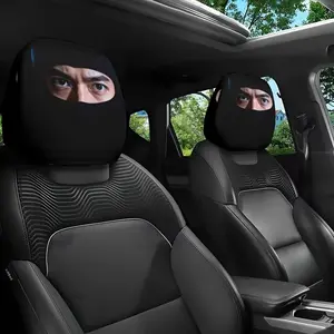 2 Pcs Cool Mystery Eyes Print Car Seat Headrest Covers, Universal Size, Easy Install, All Seasons, Polyester Knit Fabric, Perfect Gift