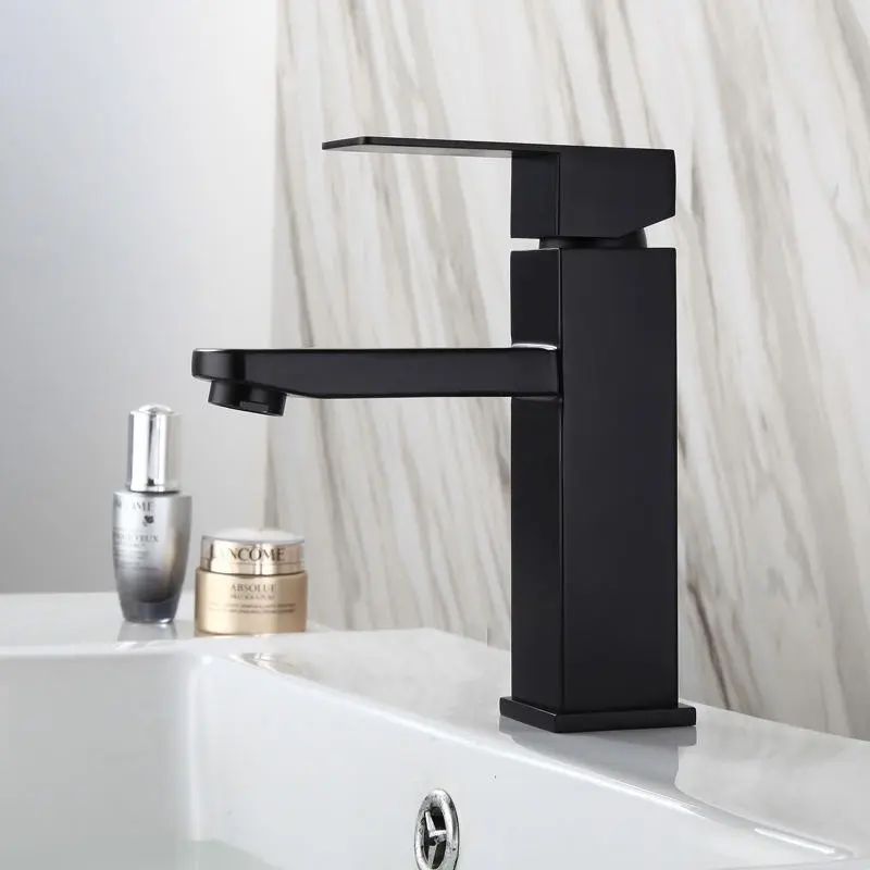 Stainless Steel Sink Faucet, Single Hole Cold Hot Water Mixer, Modern Style, Bathroom Basin Replacement Accessories, Bathroom Faucets