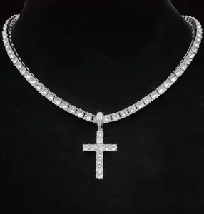 Cross Necklace for Men & Women, 2025 Trendy Iced Out Charm Necklace,