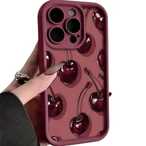 Darlingcase Elegant Cherry Graffiti Phone Case Creative Fashion Shockproof Protective Cover Universal Fit for Smartphones Stylish and Durable Protective Case for All Smartphone Models