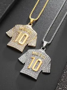 Titanium Steel Necklace with Full Diamond Pendant, Hip Hop Style, Ideal Gift for Boyfriend, Father, Brother