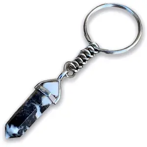 Zebra Jasper Stone Double Point Keychain
