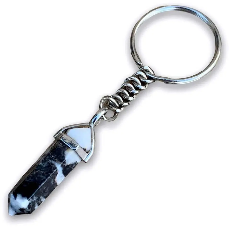 Zebra Jasper Stone Double Point Keychain