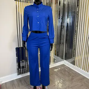 Bellamodest Chic Button -up Two-piece set (Royal Blue )