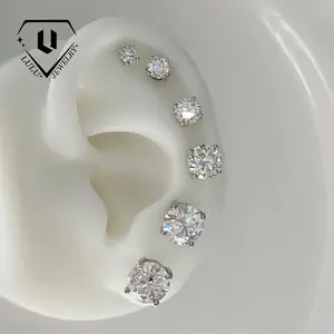 【#Y99】(May) Synthetic Moissanite Fashion Earrings Versatile Everyday Delicate Gift for Women Elegant Studs