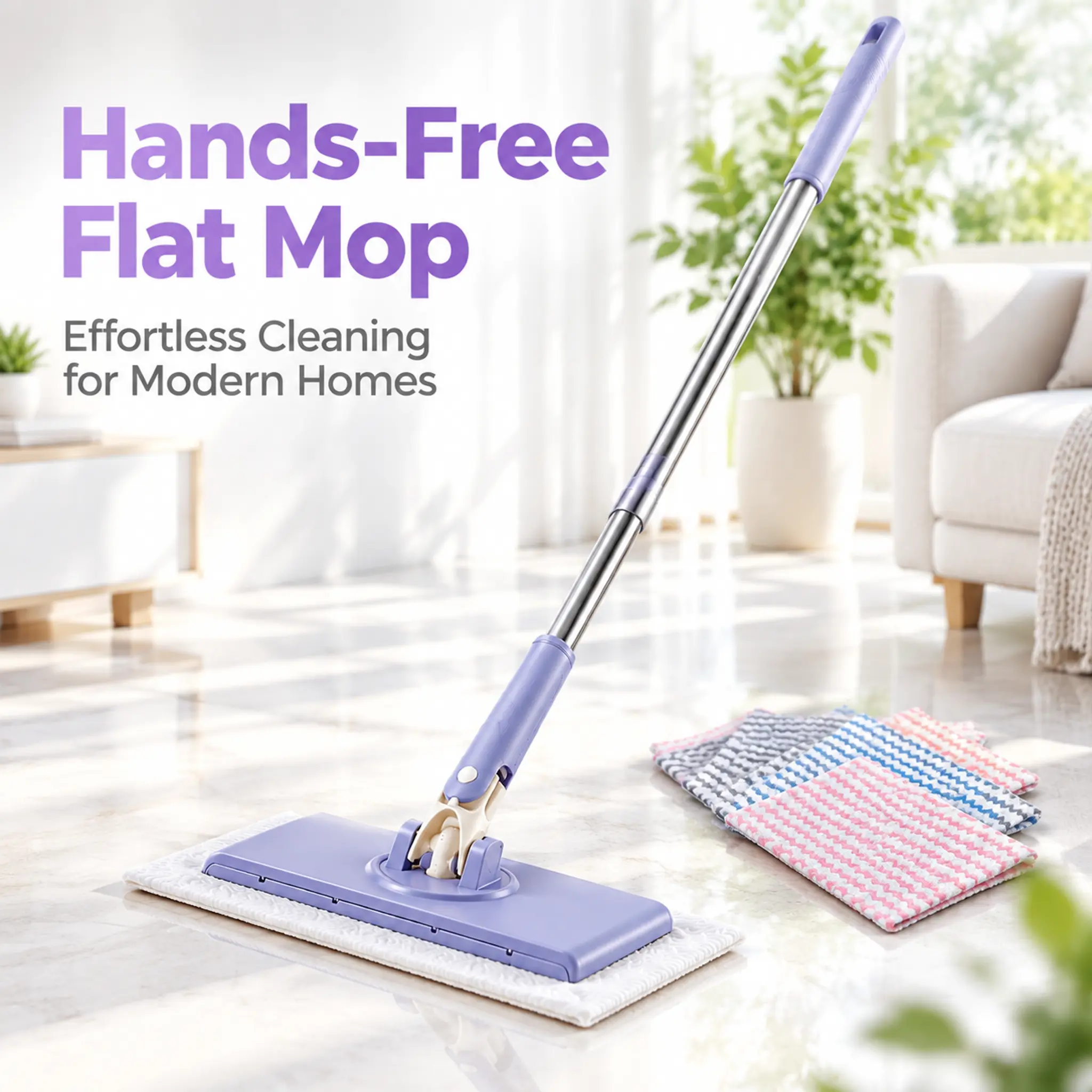 Snap Grip Mini Mop,Convenient Cloth Changing Mini Mop,Retractable Gap Dust Cleaner Flat Mops with Locking Head &Sweeping Cloths