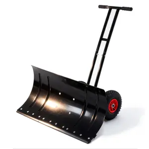 30" Heavy Duty Snow Shovel with Wheels, Garvee Adjustable Angle & Height Ergonomic Handle, Sidewalk & Pavement Clearing