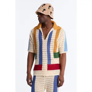 La Playa Crochet Mondrian Johnny Collar Polo - Multi Color
