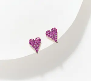 Diamonique x Jennifer Miller Elongated Pave Heart Studs