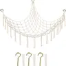 60in Large Soft Cotton Net Square Stuffed Animal Storage Hammock - Handmade Macrame Room Organization Product, Durable Eco-Friendly Playroom Kidsroom Organizer, Boho Wall Decor Plush Toy Holder for Home Nursery (10min Wall Hang, Creative and Fun for Kids)