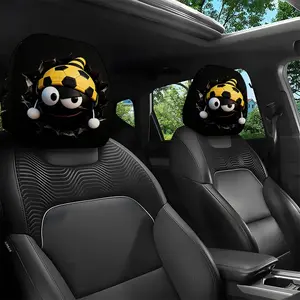 2pcs 11x10.2 Inch Sly Face and Yellow Beanie Car Headrest Covers, Universal, Easy to Install and Durable, Ideal Car Interior Seat Accessories. Suitable for daily travel,Great Gifts for Car Enthusiasts and Holiday Presents Car Interior Accessory 1.23LYY-11