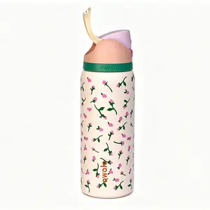 Owala 32oz Freesip Floral print style stainless steel water cup, insulated water bottle, Super long heat and cold preservation effect，car drink cup, large capacity sports cup, portable handheld water cup, travel vacuum cup