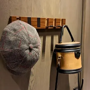 Home Wooden Hook Piano Key Five-Row Creative No Drilling Wood Hooks Adhesive Door Window Clothes Kitchen Wall Key Hooks