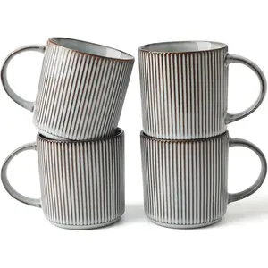 Famiware Star Series 4-piece Stoneware 12-oz Coffee Mug Set Stylish, Smoky Blue Famiware Star Series 4-piece Stoneware 12-oz Coffee Mug Set Stylish, Smoky Blue