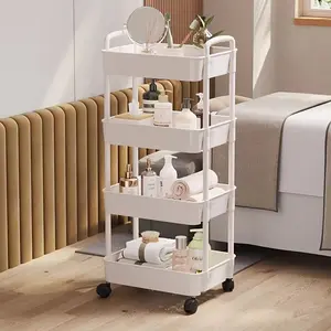 WOWIN Multifunctional kitchen floor storage rack snack bathroom storage rack removable trolley