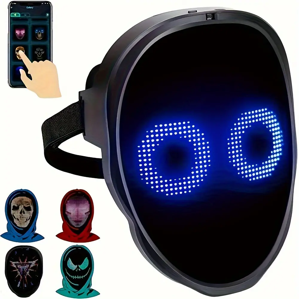 Halloween LED Mask with Gesture Sensor, DIY Photo Editing Effect, Face ...