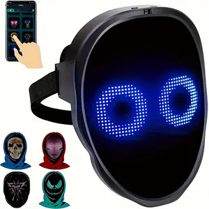 Halloween LED Mask with Gesture Sensor, DIY Photo Editing Effect, Face Changing Prop for Dj Party, Carnival & Prom Events