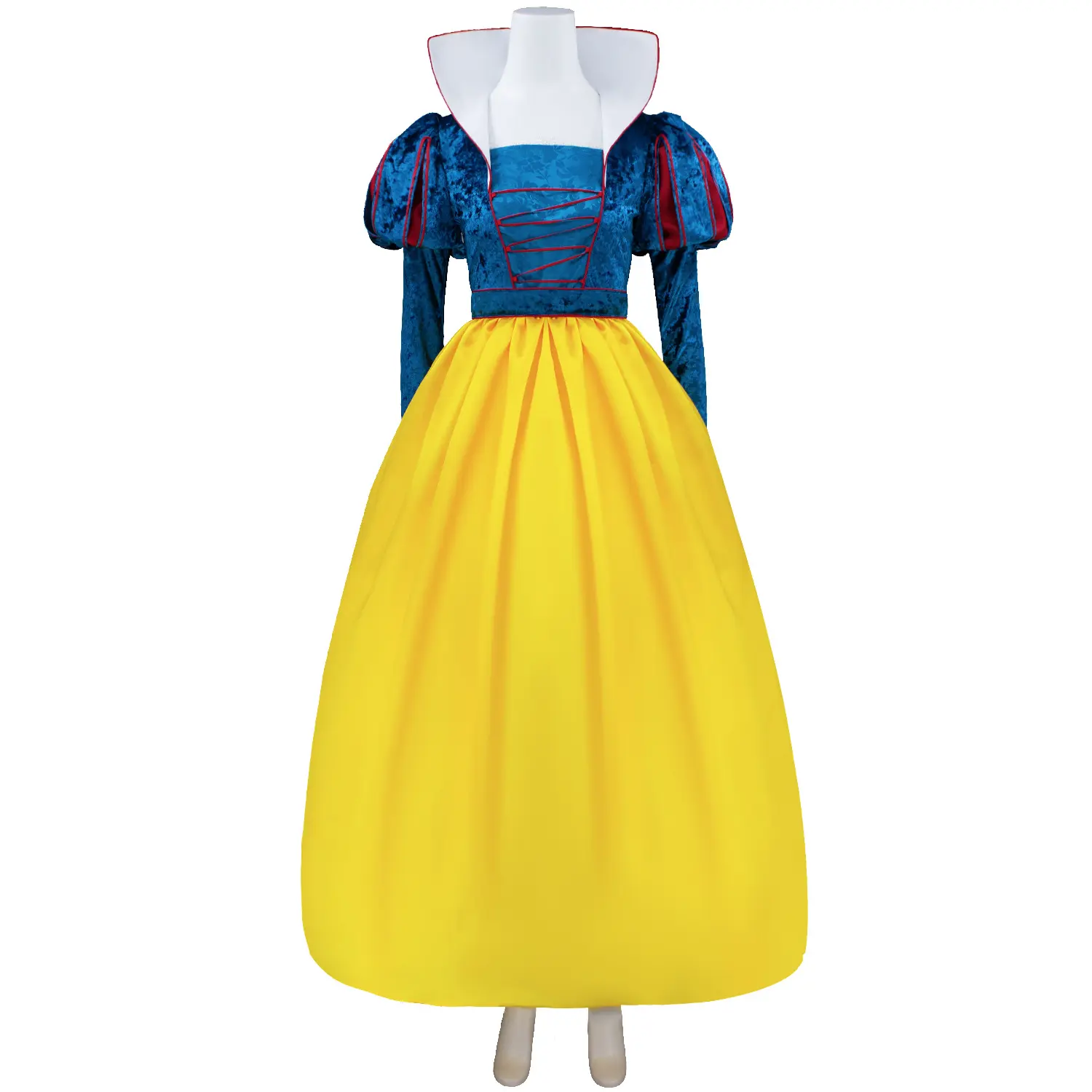 Women‘s Snow White Princess Puff Sleeve Velvet Dress with Cape for Halloween