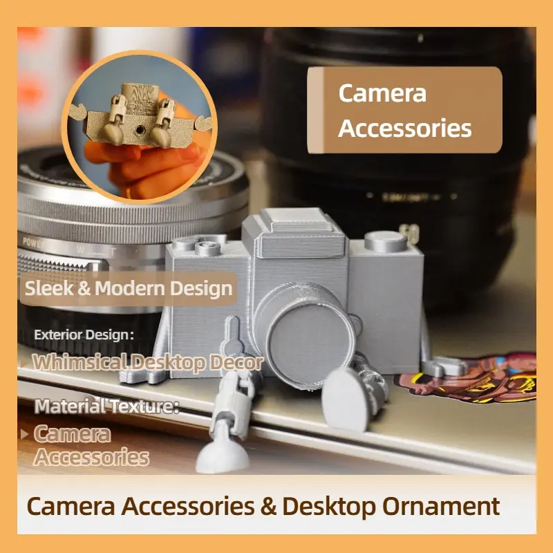 2 PCS Articulated Joint Retro Analog SLR Camera Ornaments - Multi-Functional Camera Accessories, Home/Office Desktop Decor, Collectible Gifts for Photography Enthusiasts & Tech Lovers | Includes Matching Accessories
