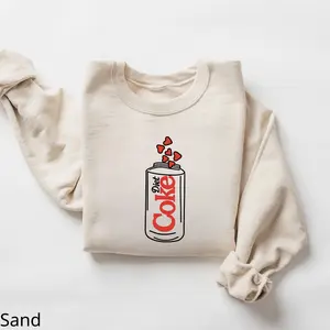 Minimal Soda Can Valentine Sweatshirt, Diet Cola Inspired Graphic Crewneck, Cute Heart Drink Sweater, Cozy Valentine Gift